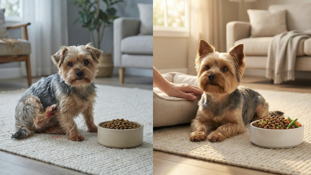 yorkie eating
